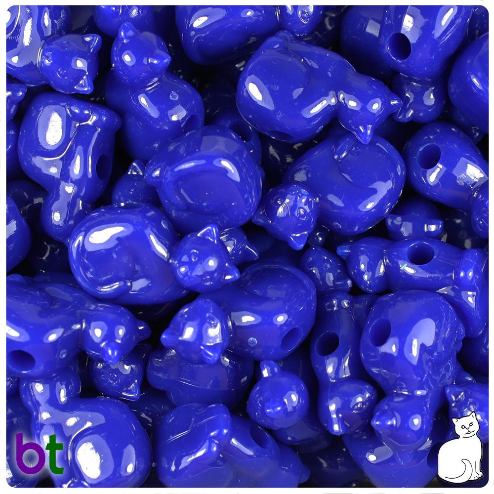 Royal Blue Opaque 23mm Cat Pony Beads (8pcs)
