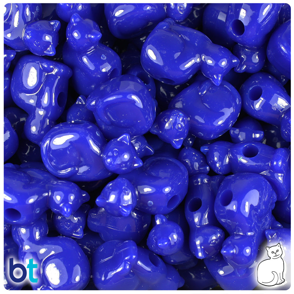 Royal Blue Opaque 23mm Cat Pony Beads (24pcs)