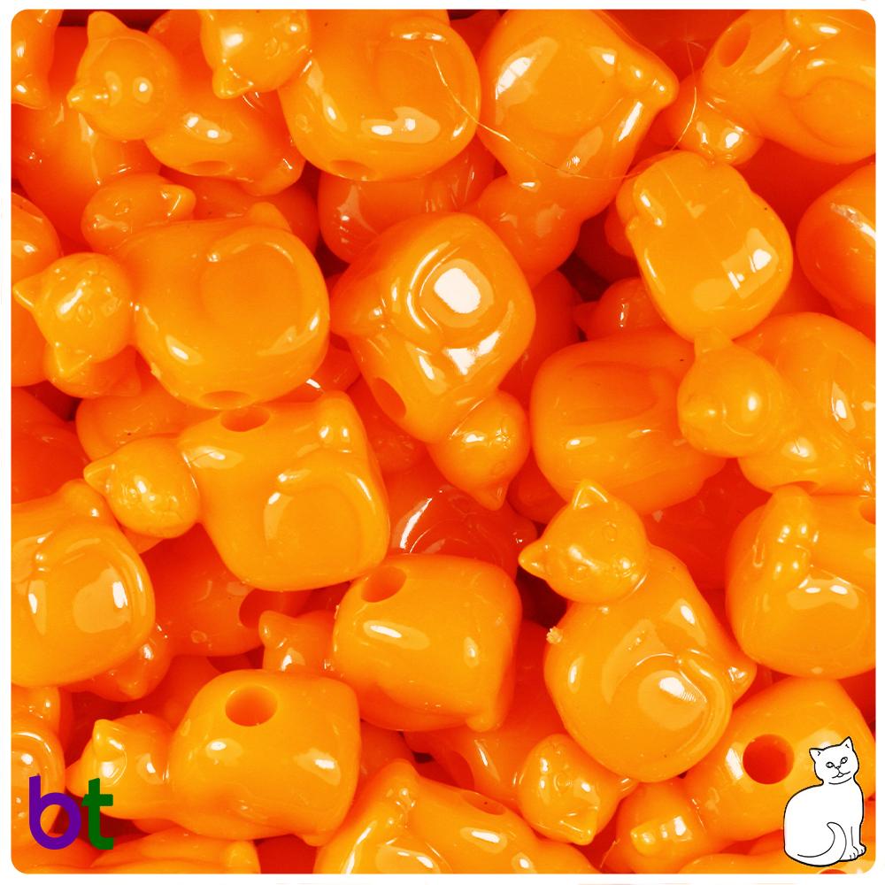 Orange Opaque 23mm Cat Pony Beads (8pcs)