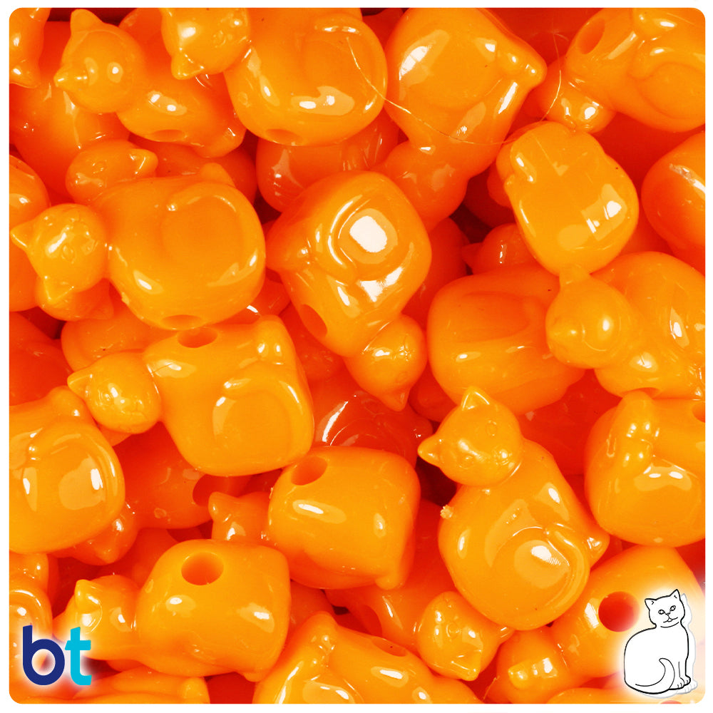 Orange Opaque 23mm Cat Pony Beads (24pcs)