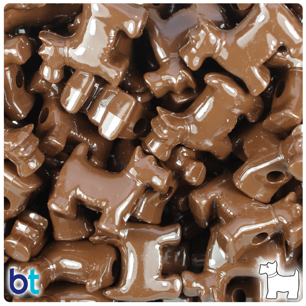 Chocolate Opaque 24mm Scotty Dog Pony Beads (24pcs)