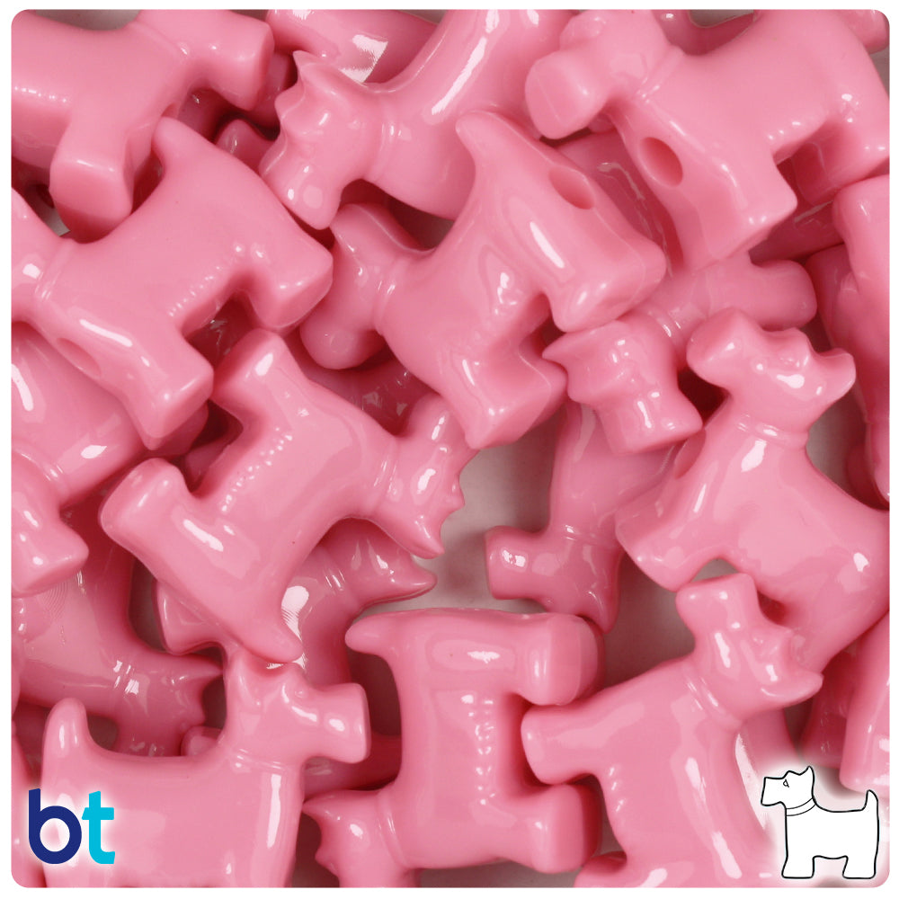 Baby Pink Opaque 24mm Scotty Dog Pony Beads (24pcs)