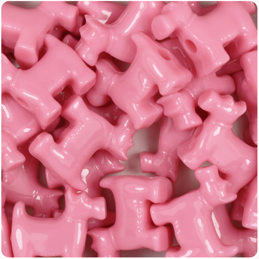 Baby Pink Opaque 24mm Scotty Dog Pony Beads (8pcs)