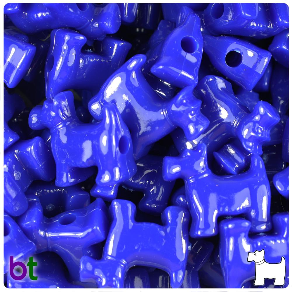 Royal Blue Opaque 24mm Scotty Dog Pony Beads (8pcs)