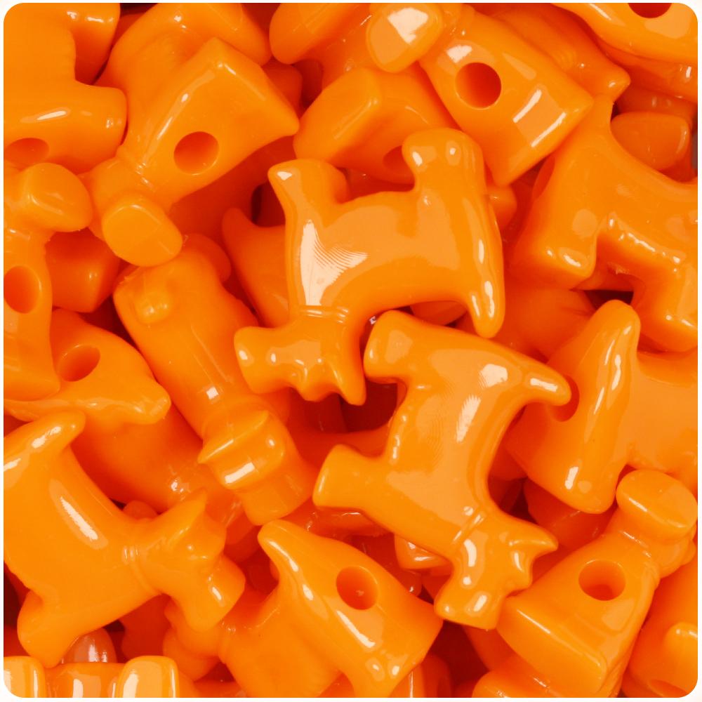 Orange Opaque 24mm Scotty Dog Pony Beads (8pcs)