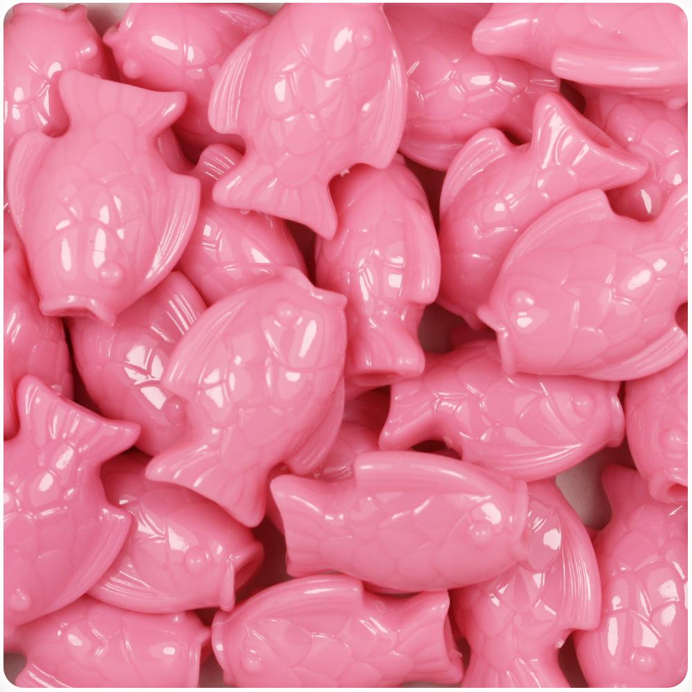 Baby Pink Opaque 24mm Fish Pony Beads (8pcs)