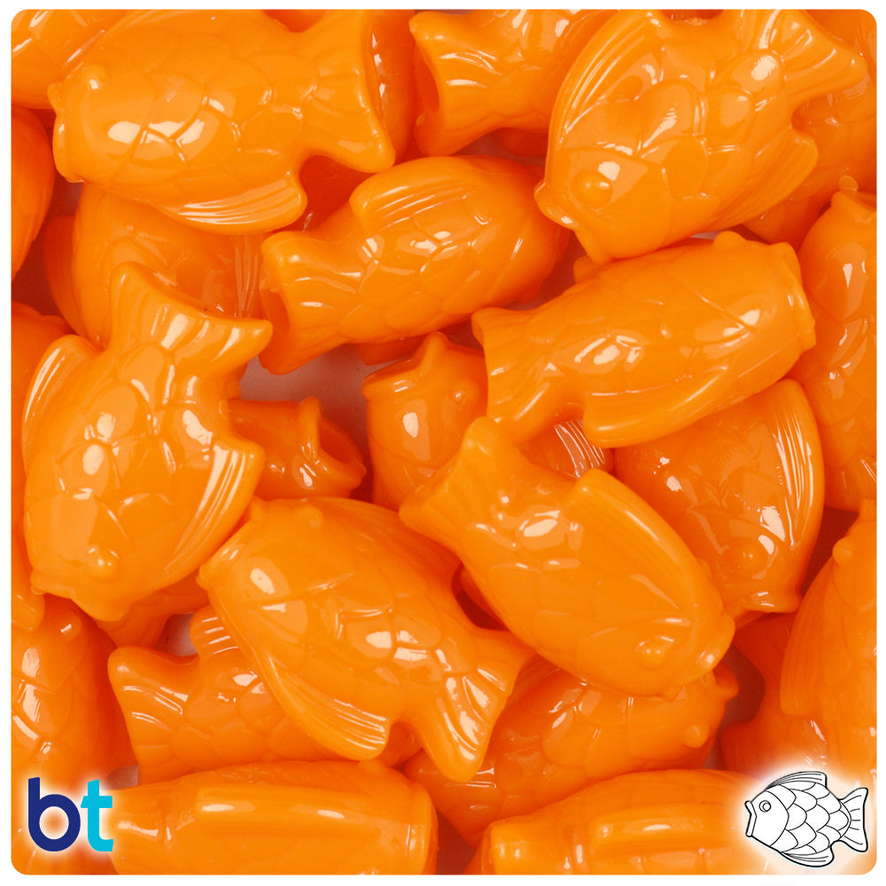 Orange Opaque 24mm Fish Pony Beads (24pcs)