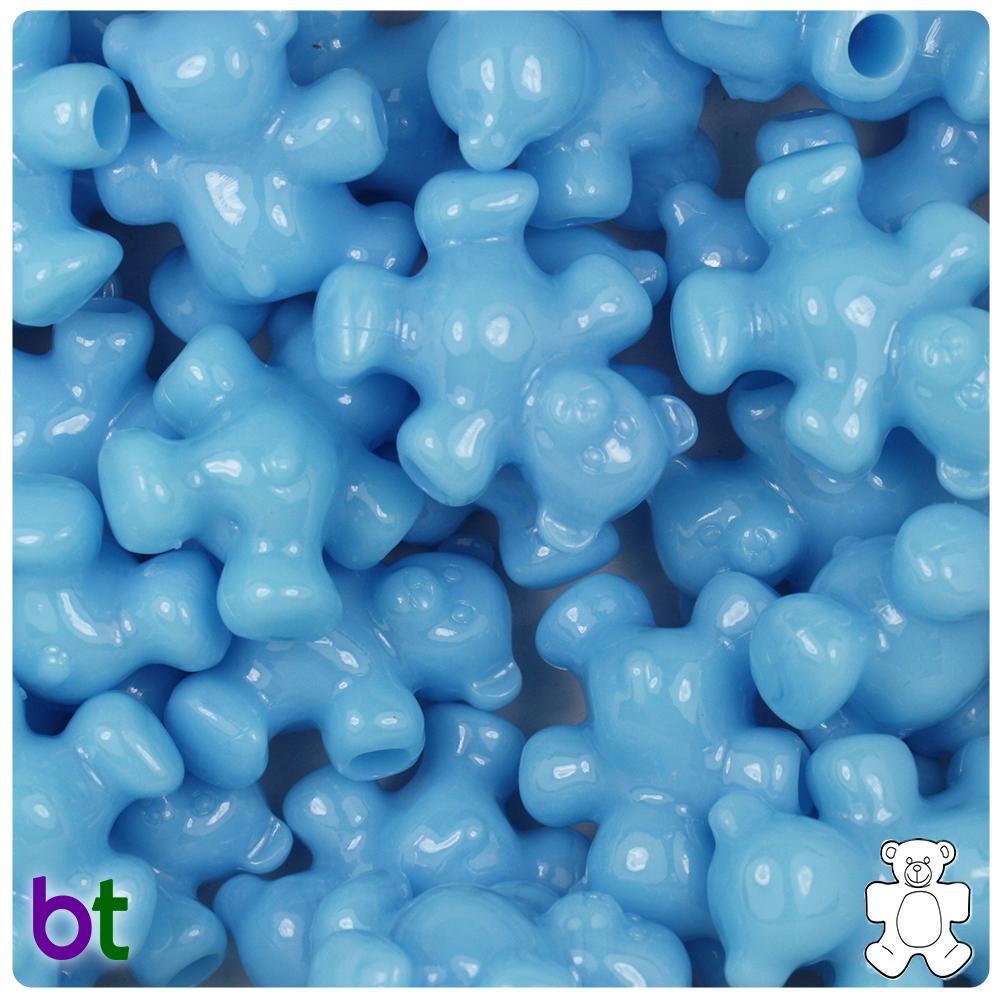 Baby Blue Opaque 25mm Teddy Bear Pony Beads (8pcs)