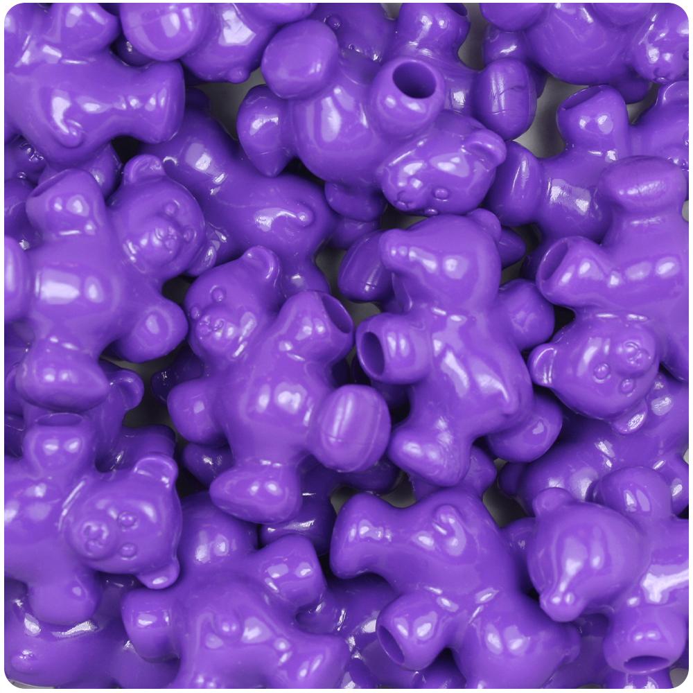Dark Lilac Opaque 25mm Teddy Bear Pony Beads (8pcs)