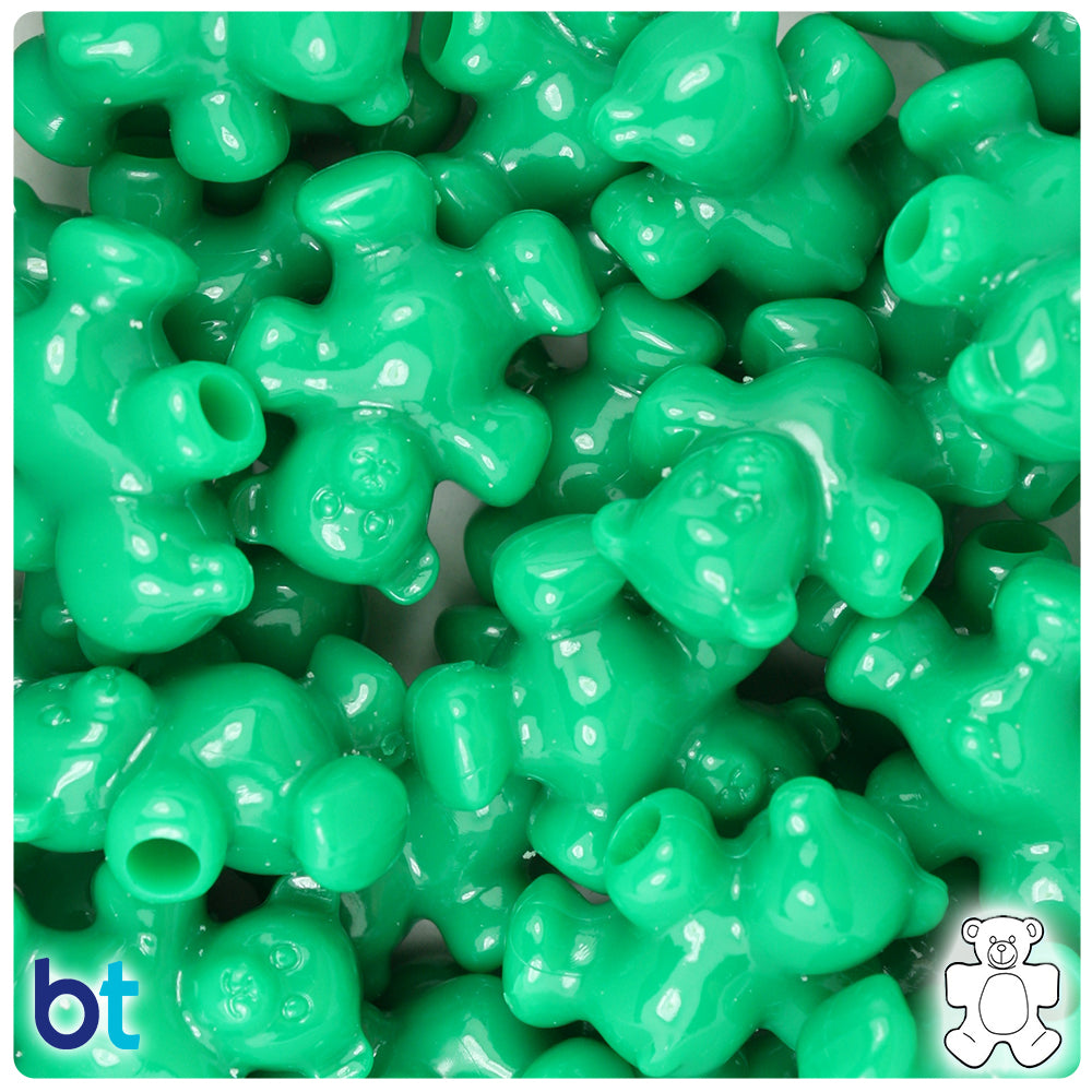 Green Opaque 25mm Teddy Bear Pony Beads (24pcs)