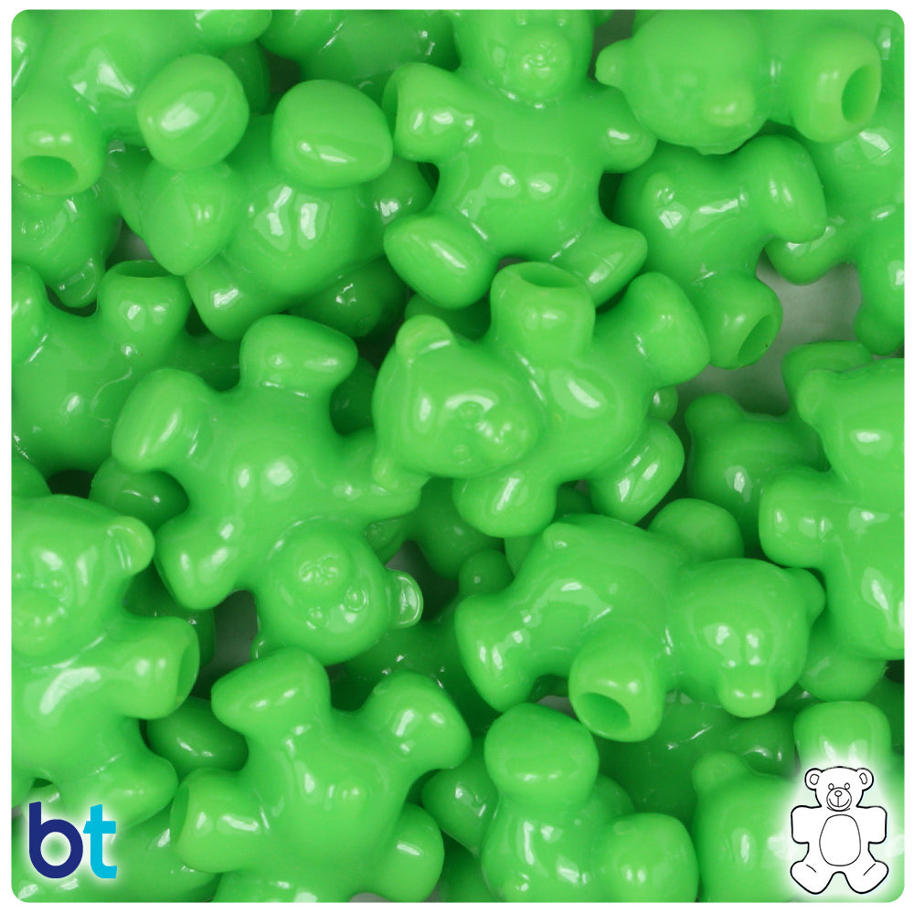 Lime Opaque 25mm Teddy Bear Pony Beads (24pcs)