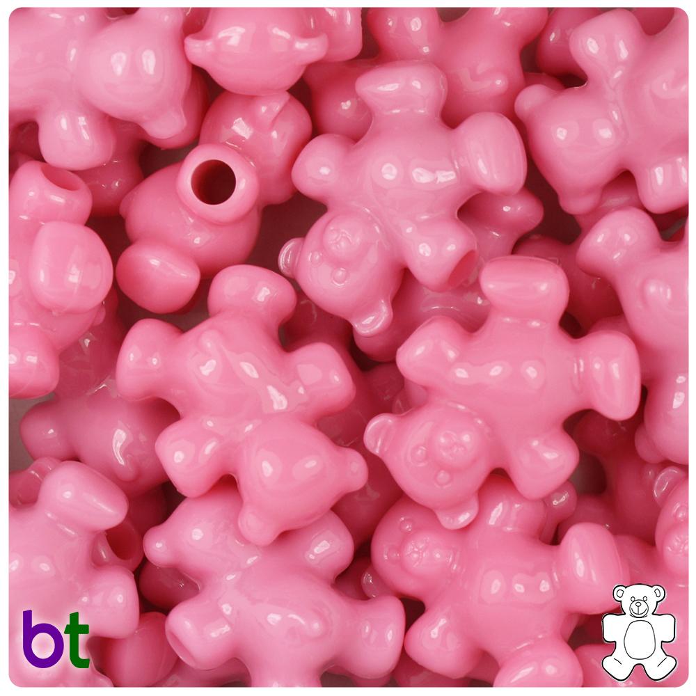 Baby Pink Opaque 25mm Teddy Bear Pony Beads (8pcs)