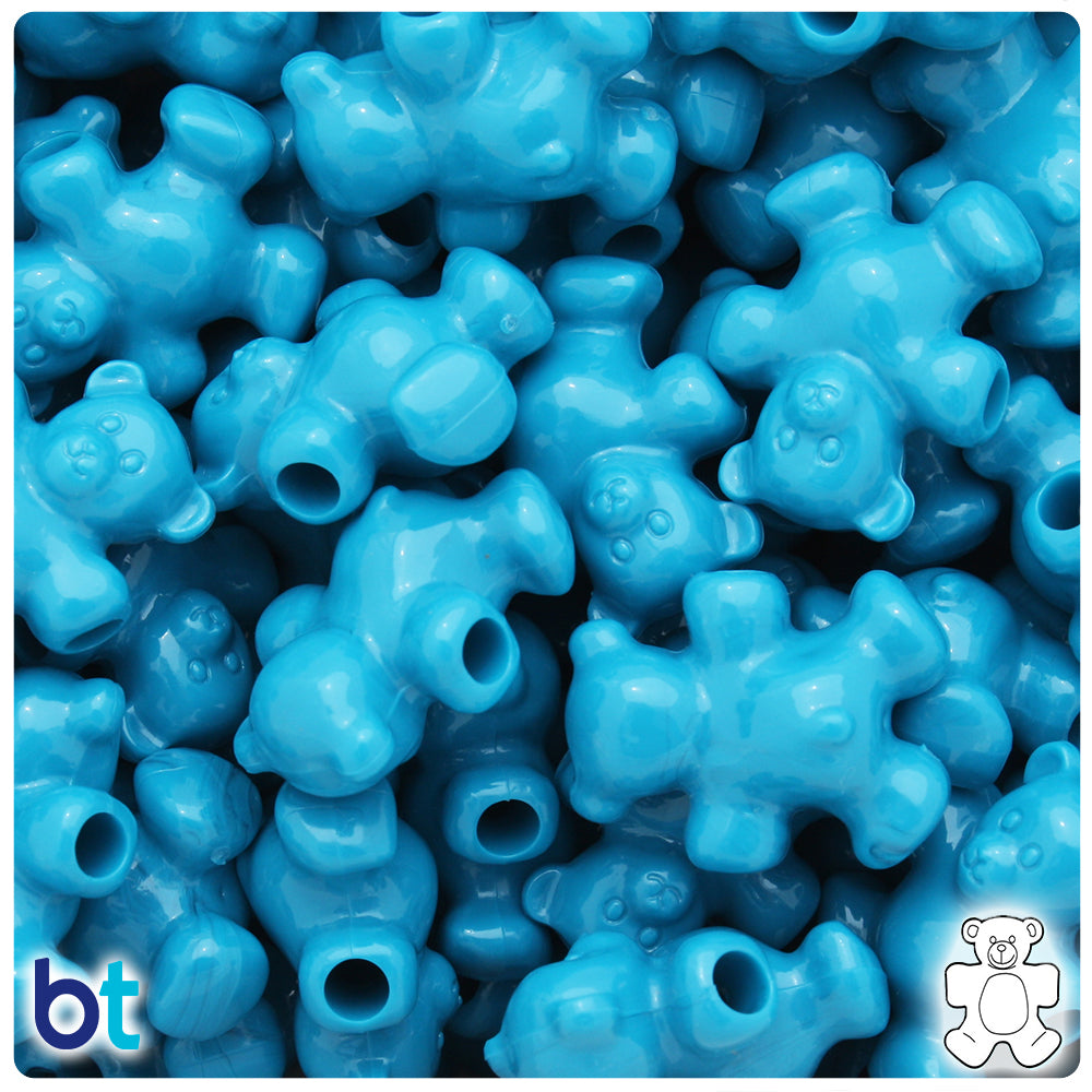 Dark Turquoise Opaque 25mm Teddy Bear Pony Beads (24pcs)