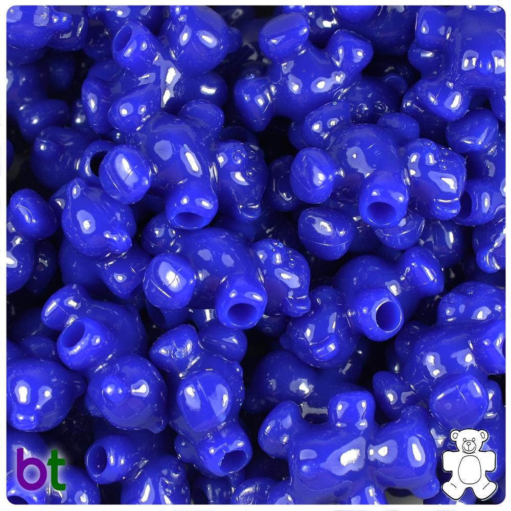 Royal Blue Opaque 25mm Teddy Bear Pony Beads (8pcs)