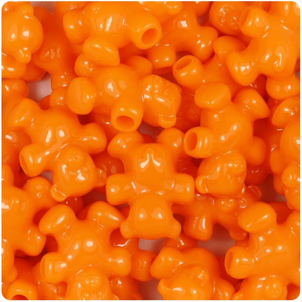 Orange Opaque 25mm Teddy Bear Pony Beads (8pcs)
