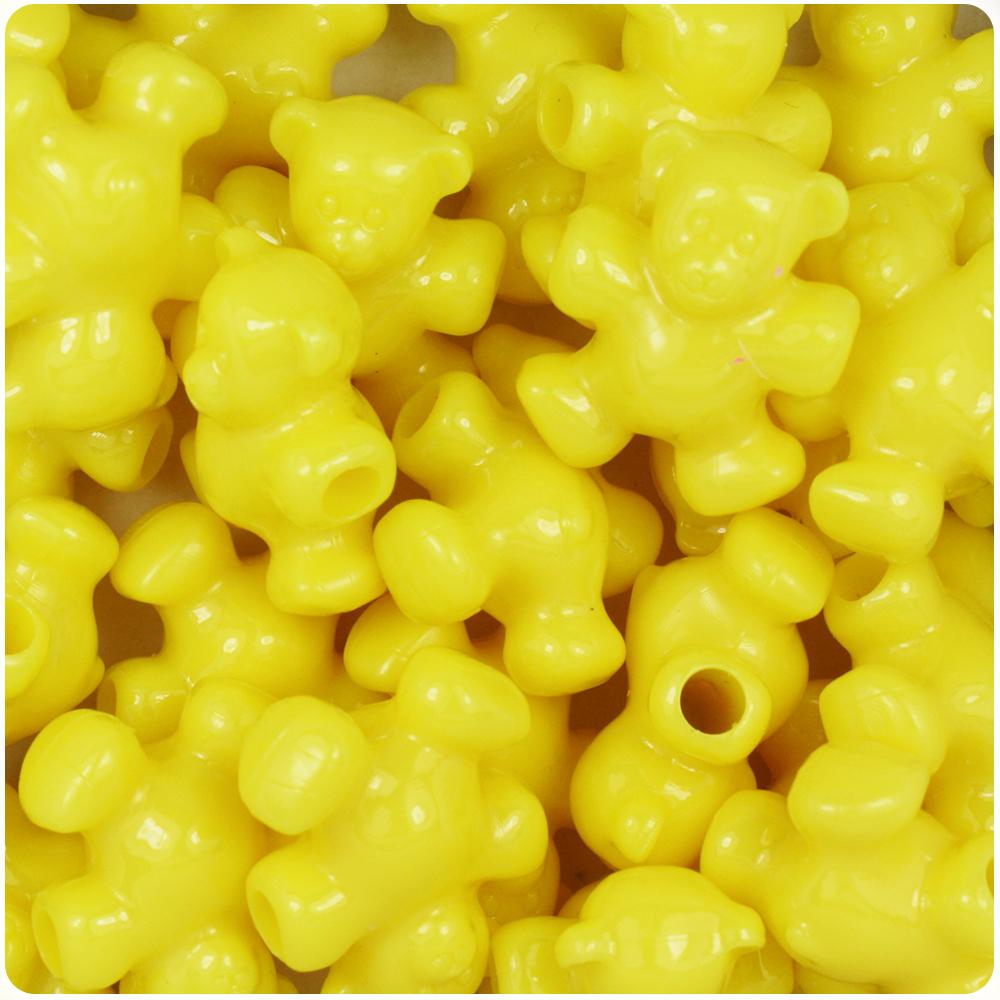 Yellow Opaque 25mm Teddy Bear Pony Beads (8pcs)