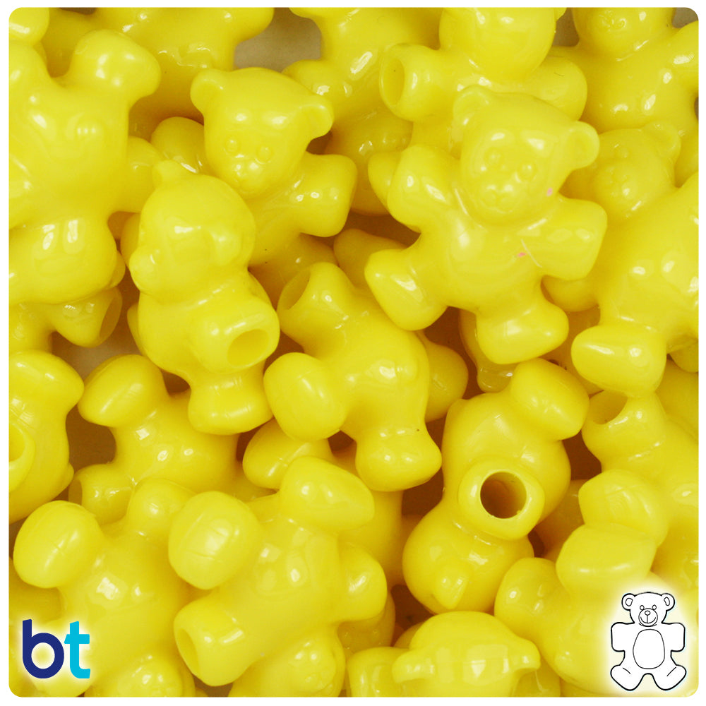 Yellow Opaque 25mm Teddy Bear Pony Beads (24pcs)