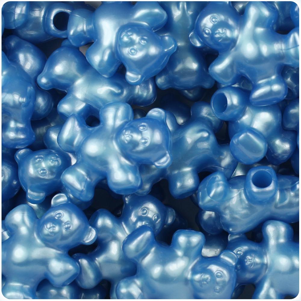 Dark Blue Pearl 25mm Teddy Bear Pony Beads (8pcs)