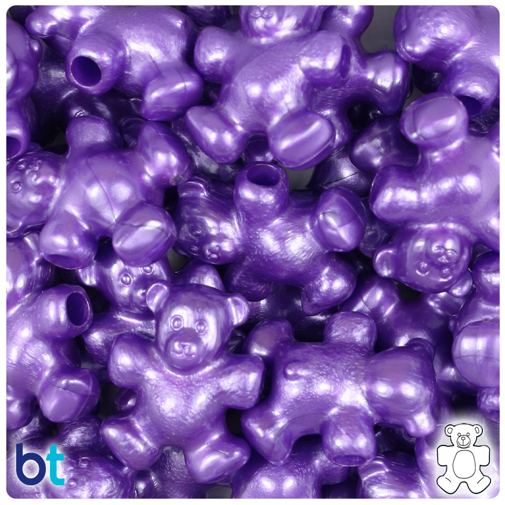Dark Purple Pearl 25mm Teddy Bear Pony Beads (24pcs)