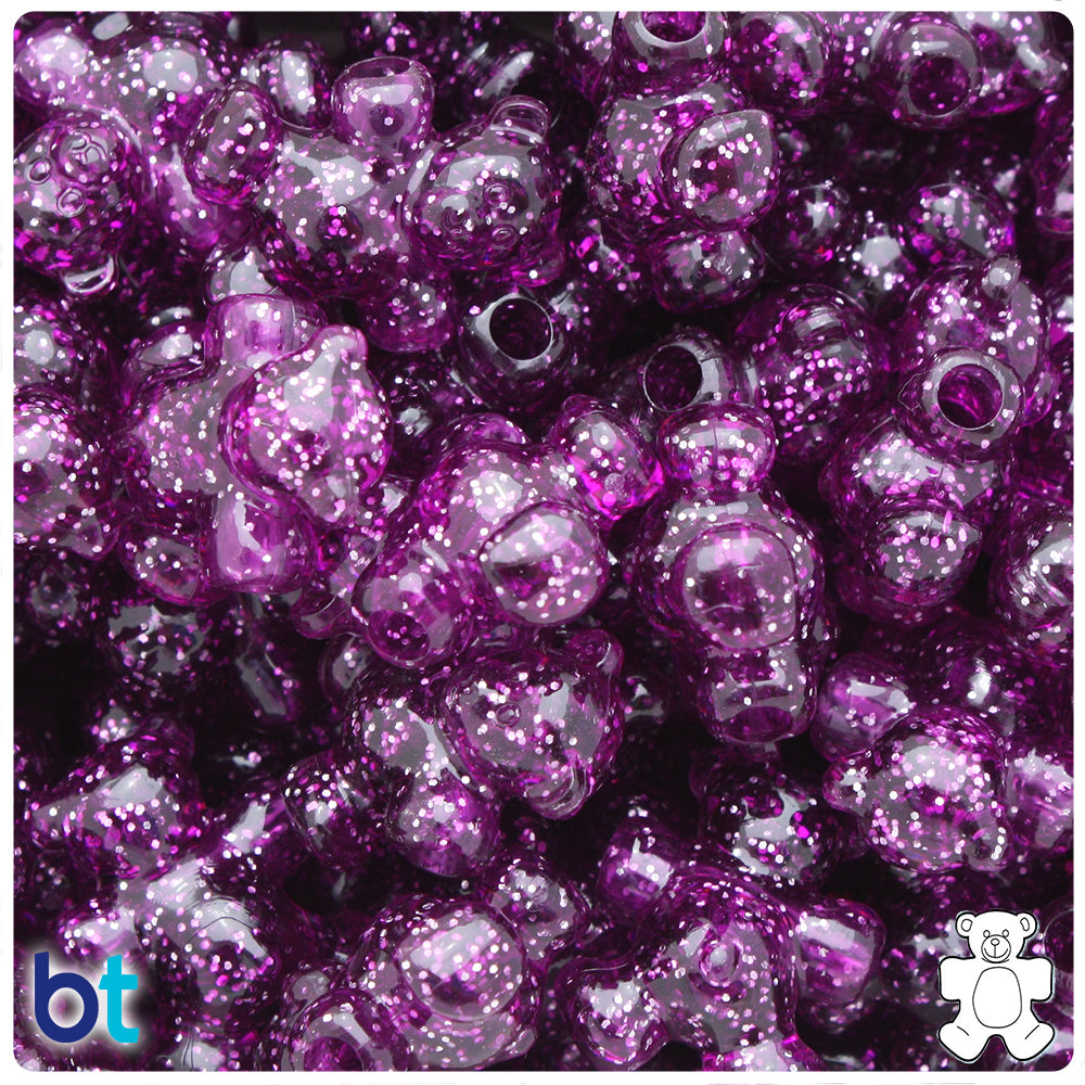 Lilac Sparkle 25mm Teddy Bear Pony Beads (8pcs)