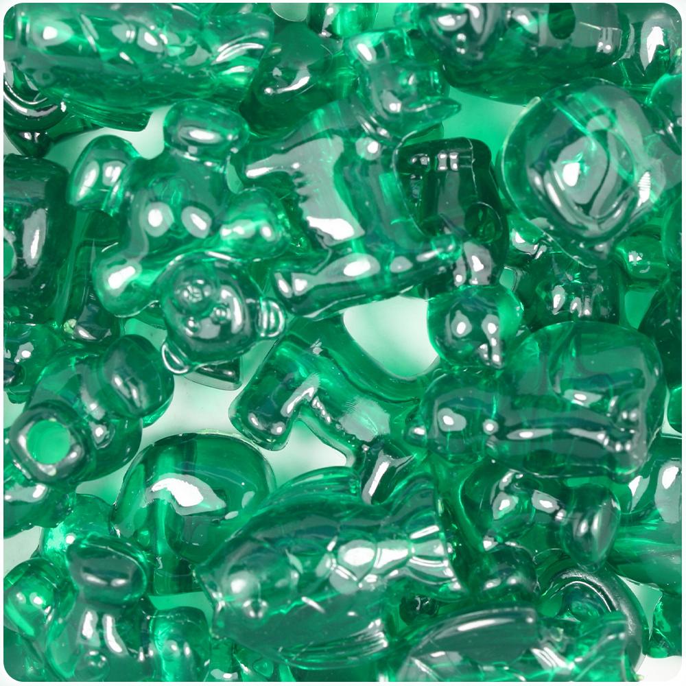 Emerald Transparent Pet Parade Pony Beads (8pcs)