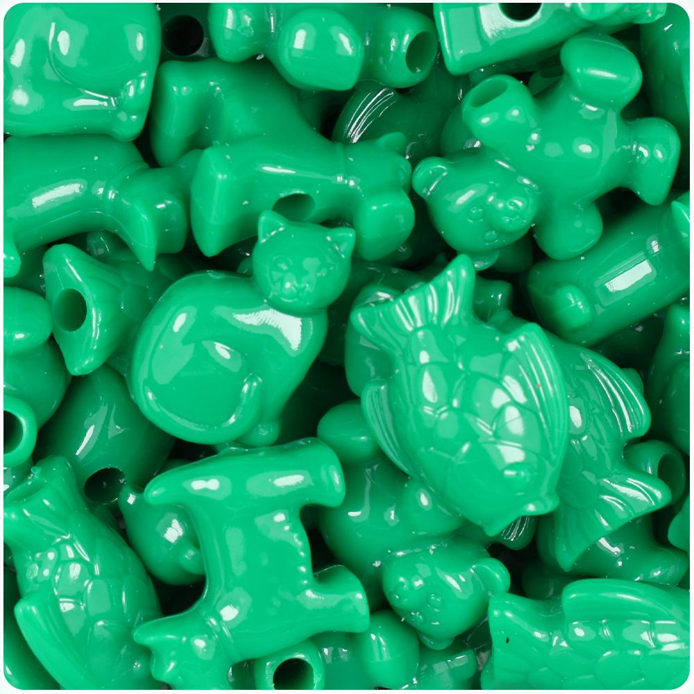 Green Opaque Pet Parade Pony Beads (8pcs)