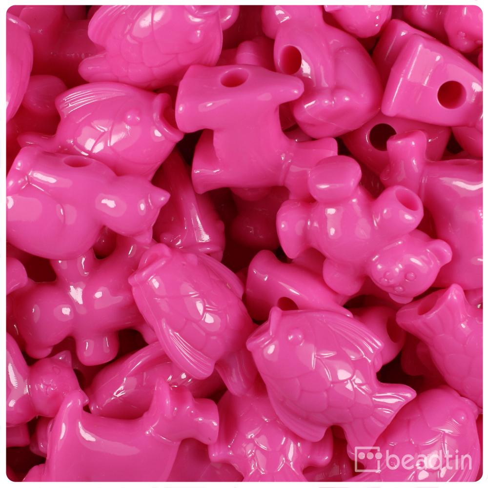 Dark Pink Opaque Pet Parade Pony Beads (8pcs)