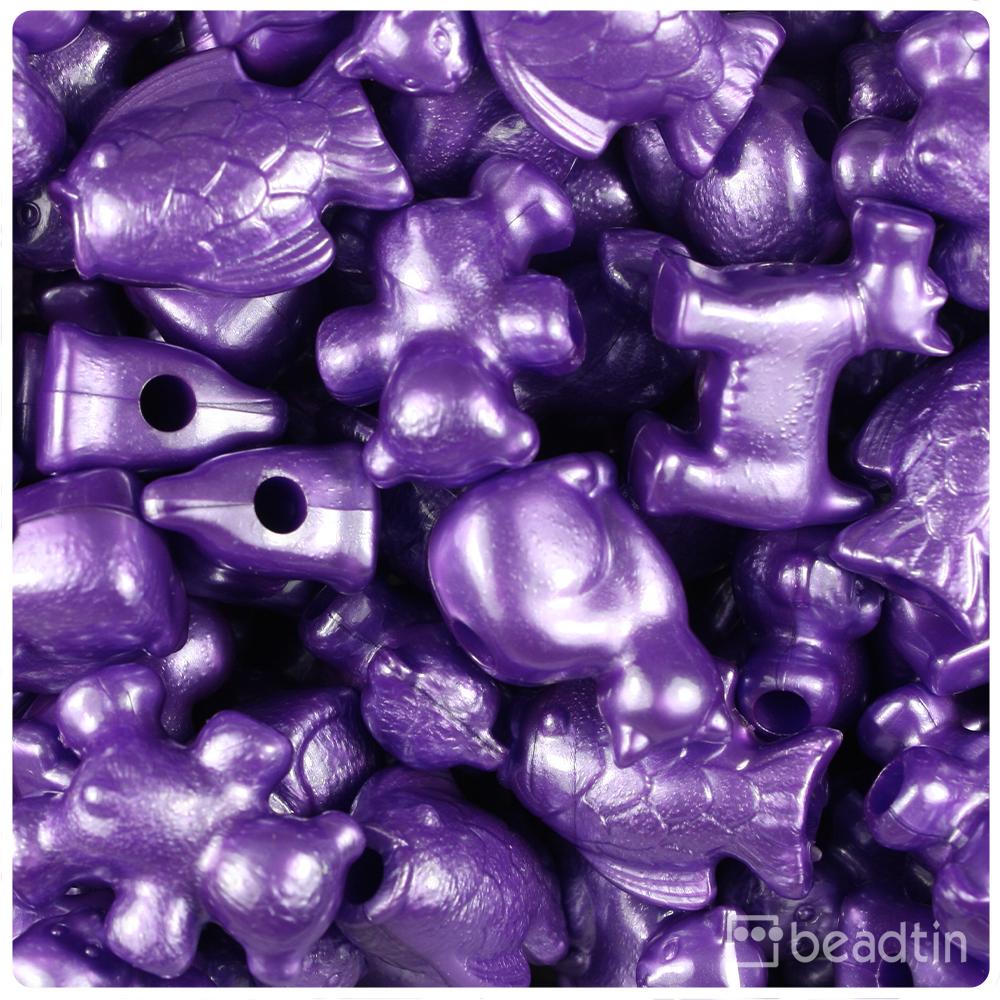 Dark Purple Pearl Pet Parade Pony Beads (8pcs)