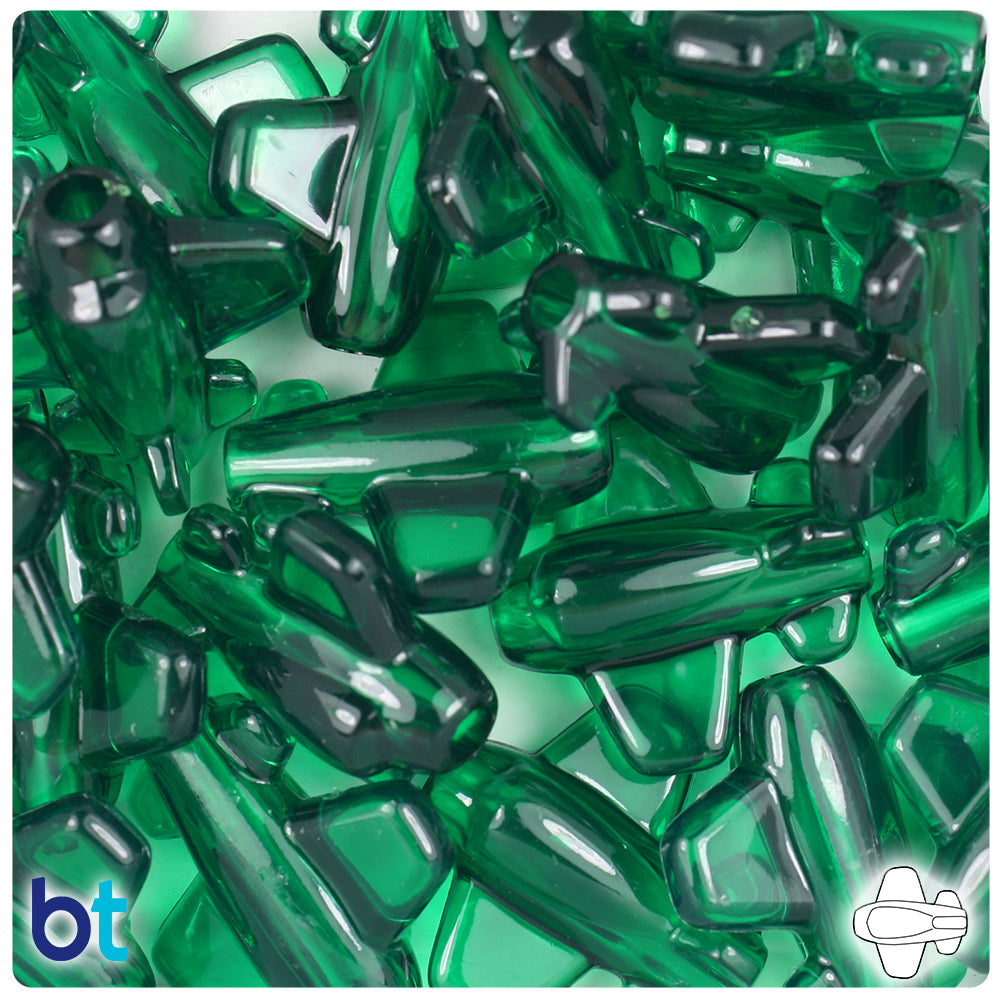 Emerald Transparent 25mm Airplane Pony Beads (24pcs)