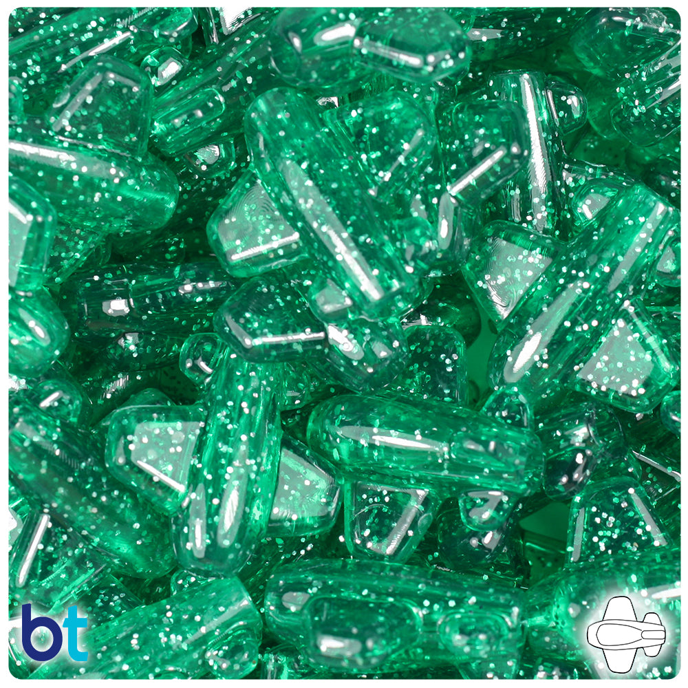 Emerald Sparkle 25mm Airplane Pony Beads (24pcs)