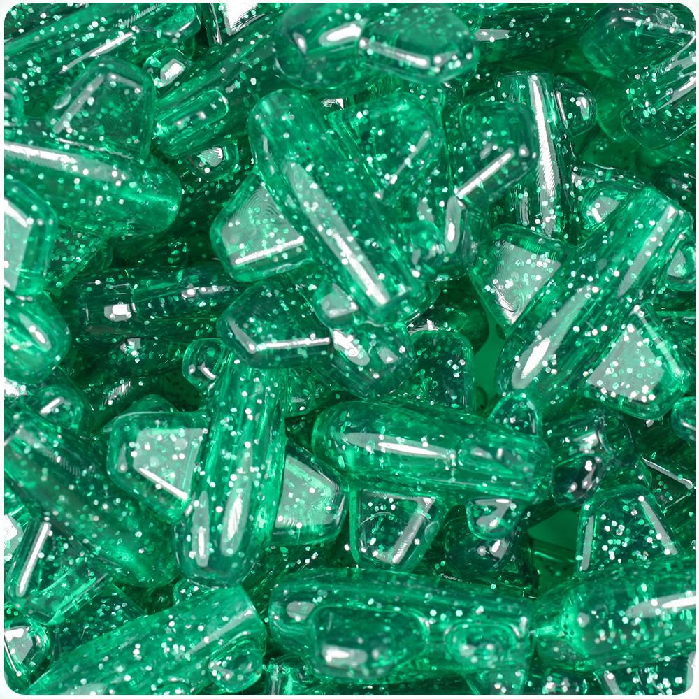 Emerald Sparkle 25mm AirPlane Pony Beads (8pcs)