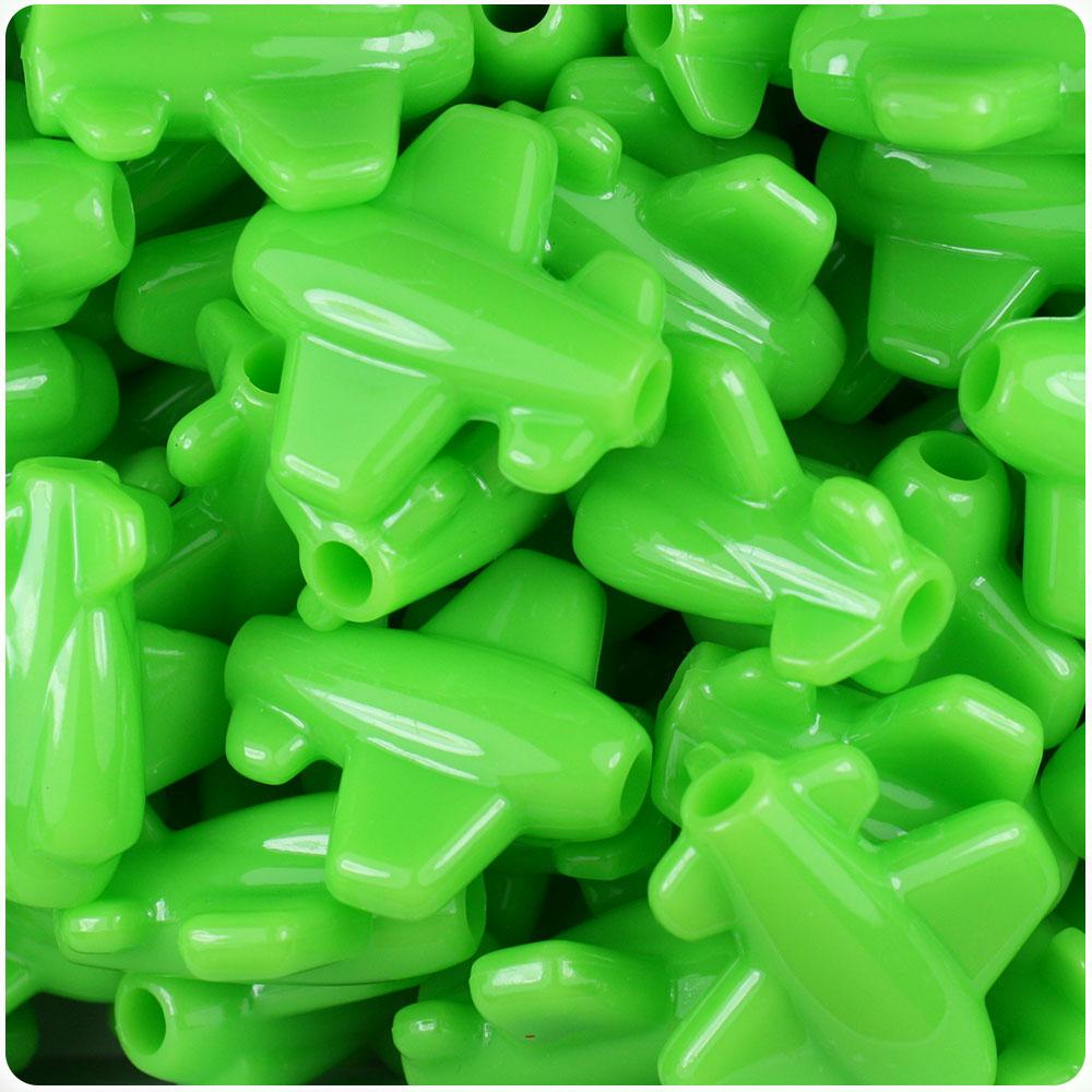 Lime Opaque 25mm Airplane Pony Beads (8pcs)