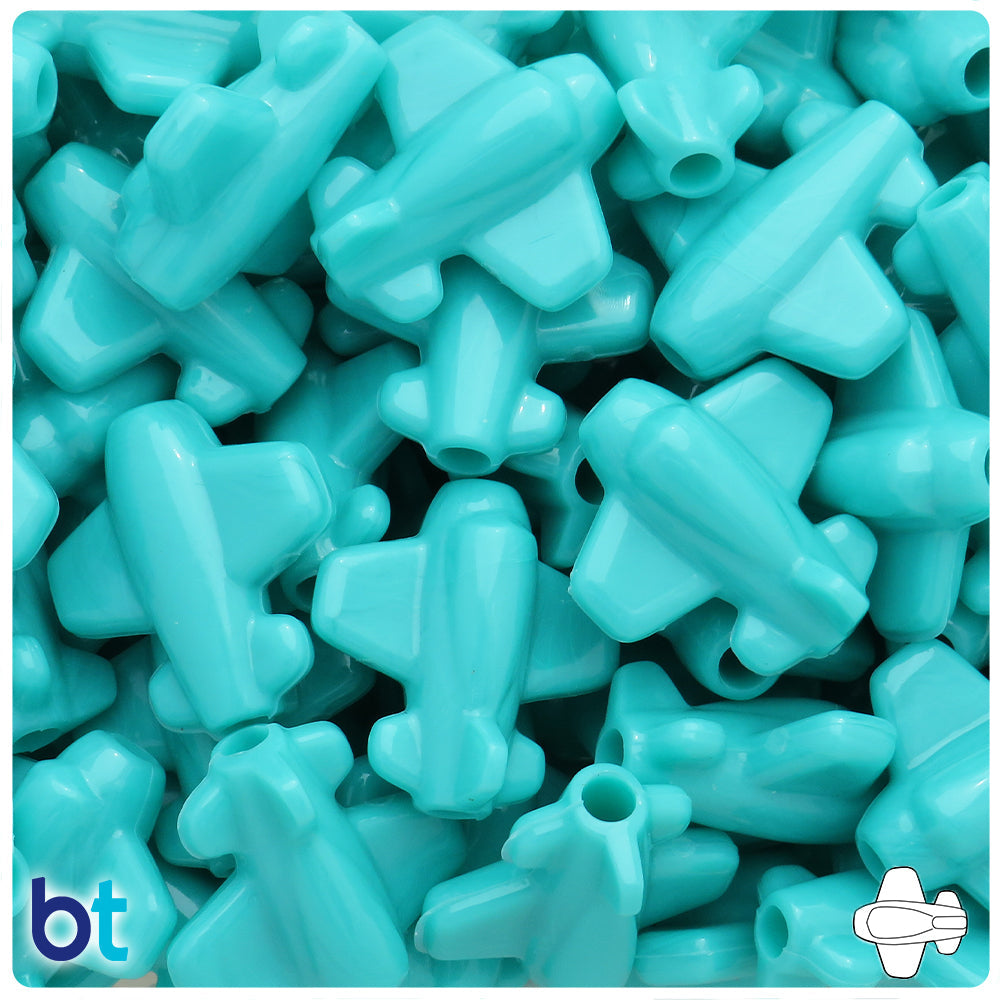 Light Turquoise Opaque 25mm Airplane Pony Beads (8pcs)