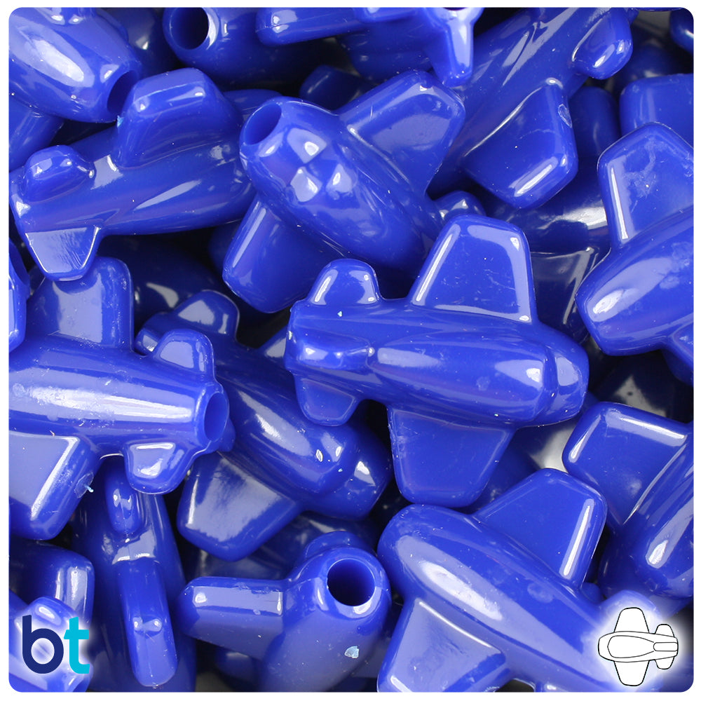 Royal Blue Opaque 25mm Airplane Pony Beads (24pcs)