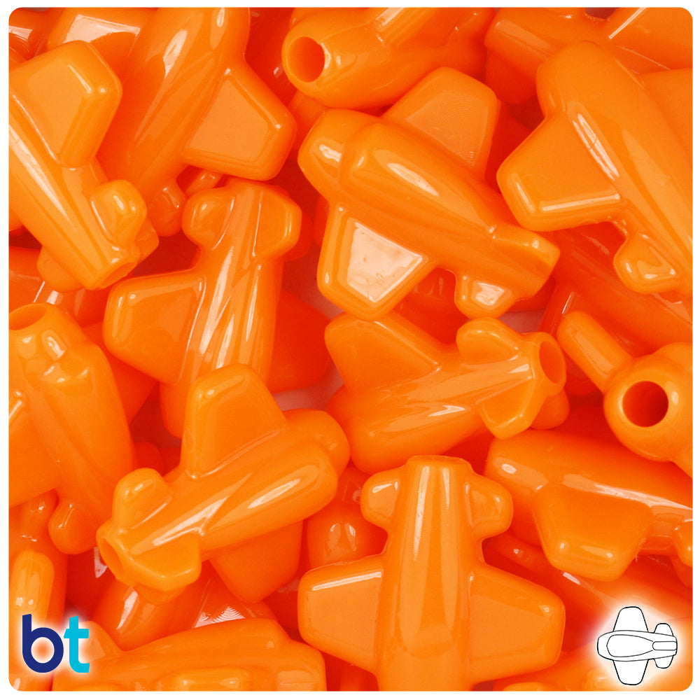 Orange Opaque 25mm Airplane Pony Beads (24pcs)