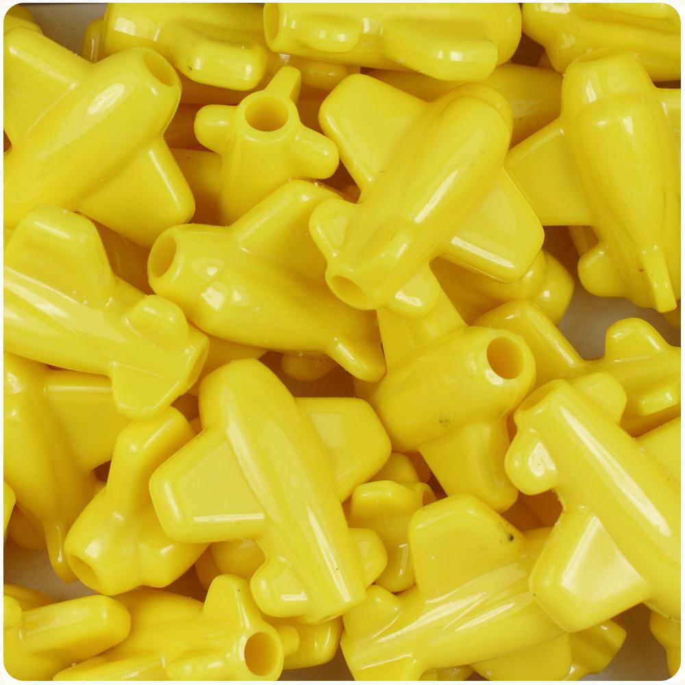 Yellow Opaque 25mm Airplane Pony Beads (8pcs)