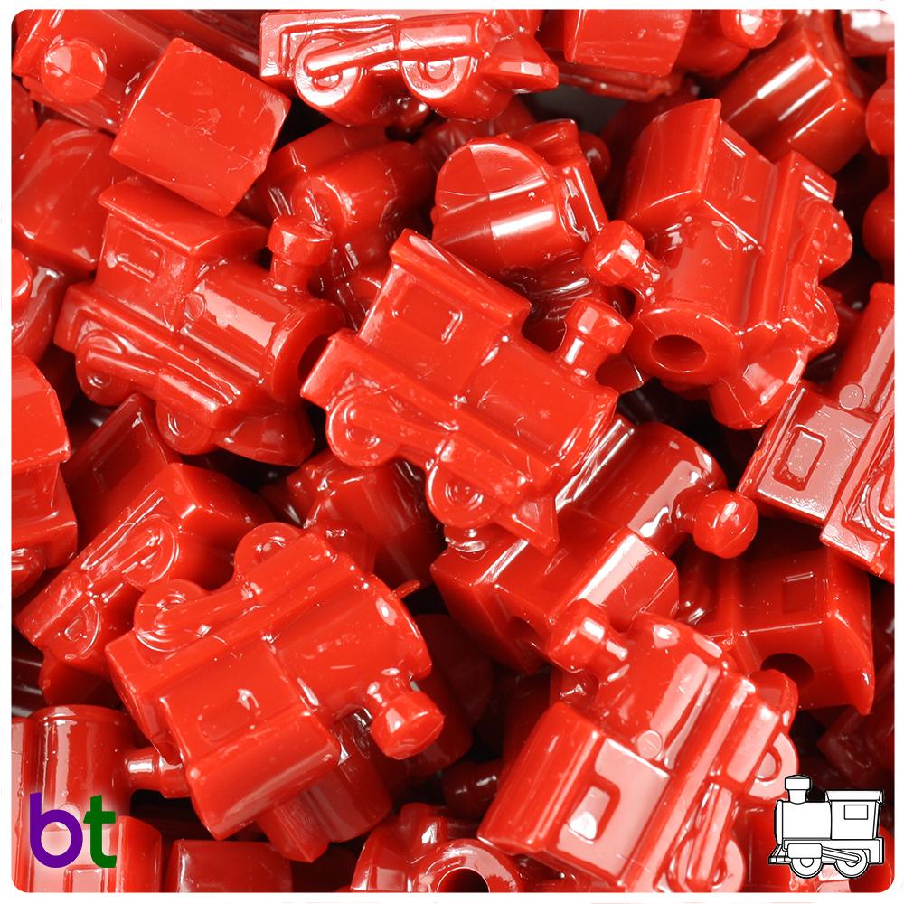 Red Opaque 22mm Train Pony Beads (8pcs)