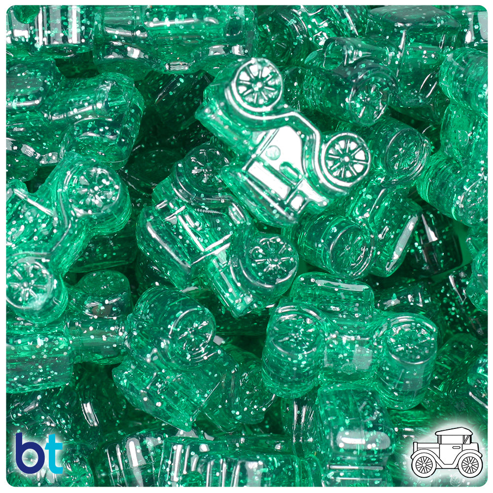 Emerald Sparkle 25mm Car Pony Beads (24pcs)
