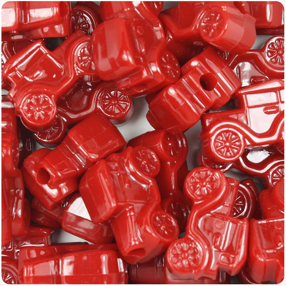 Red Opaque 25mm Car Pony Beads (8pcs)