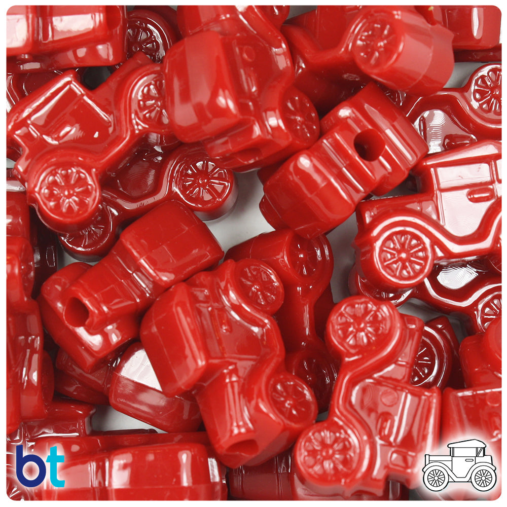 Red Opaque 25mm Car Pony Beads (24pcs)