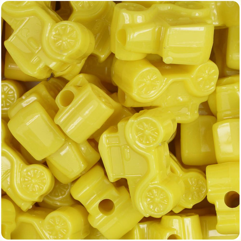 Yellow Opaque 25mm Car Pony Beads (8pcs)