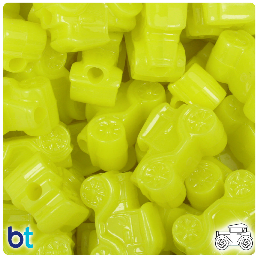 Lemon Neon Bright 25mm Car Pony Beads (24pcs)