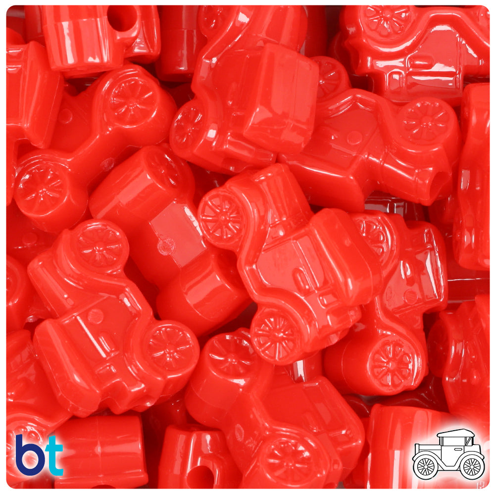 Bright Red Opaque 25mm Car Pony Beads (24pcs)