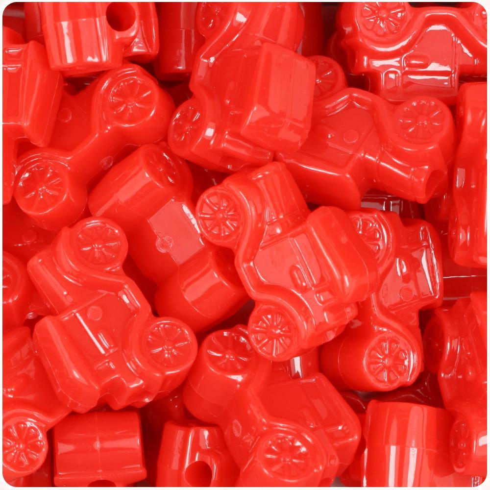 Bright Red Opaque 25mm Car Pony Beads (8pcs)