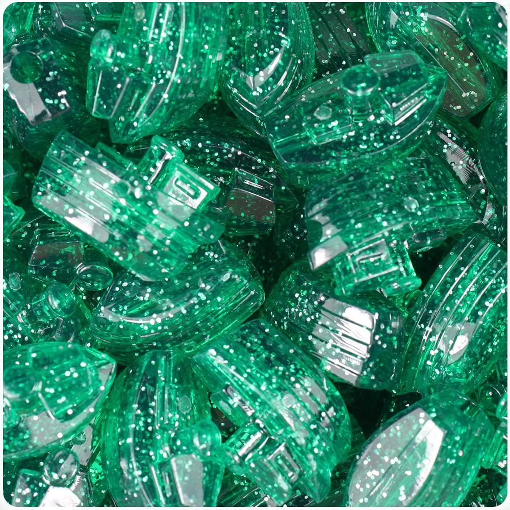 Emerald Sparkle 25mm Boat Pony Beads (8pcs)
