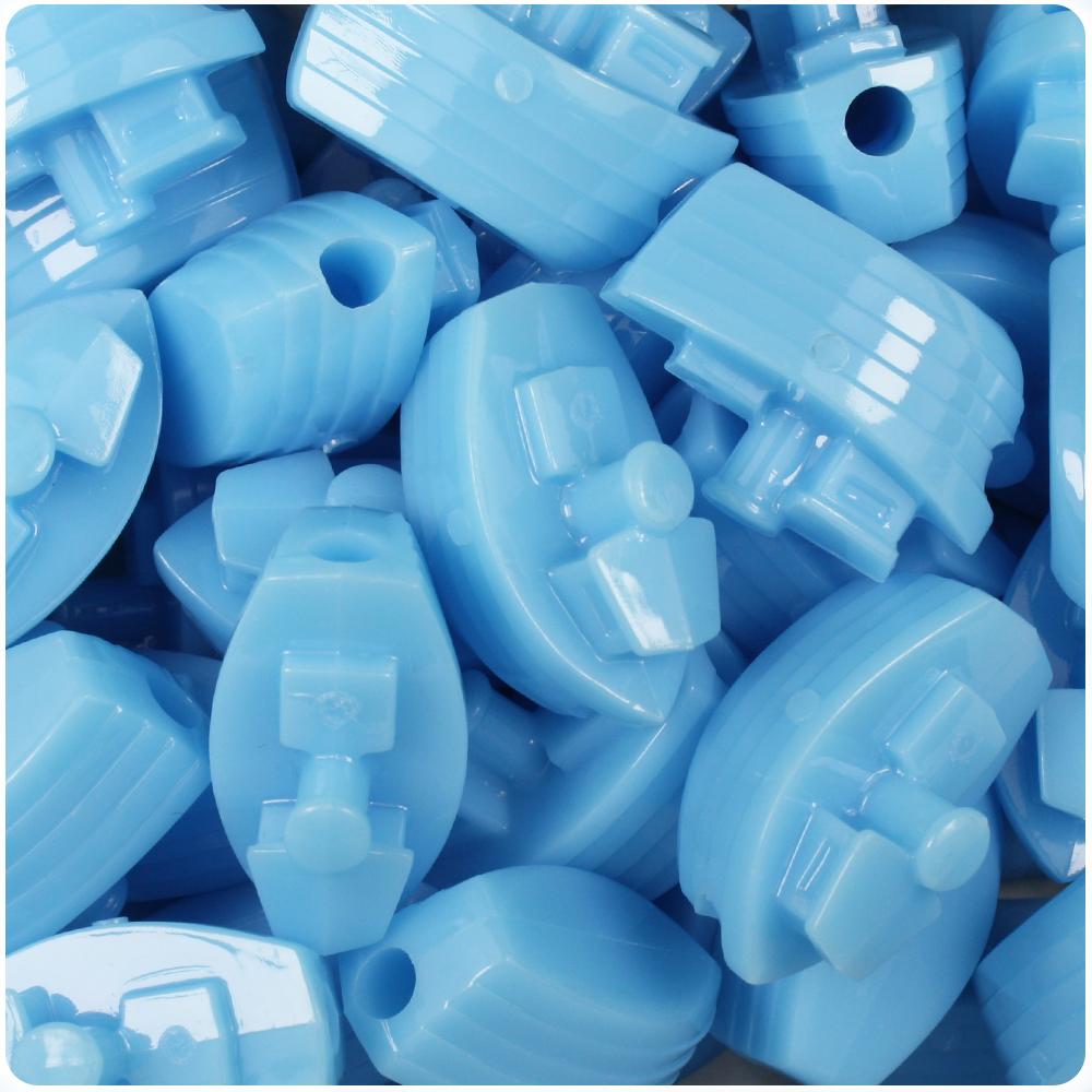 Baby Blue Opaque 25mm Boat Pony Beads (8pcs)