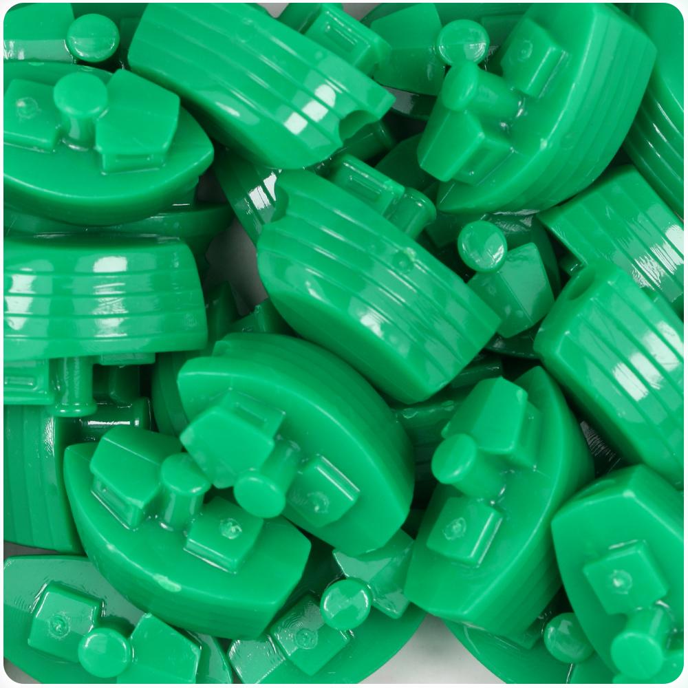 Green Opaque 25mm Boat Pony Beads (8pcs)