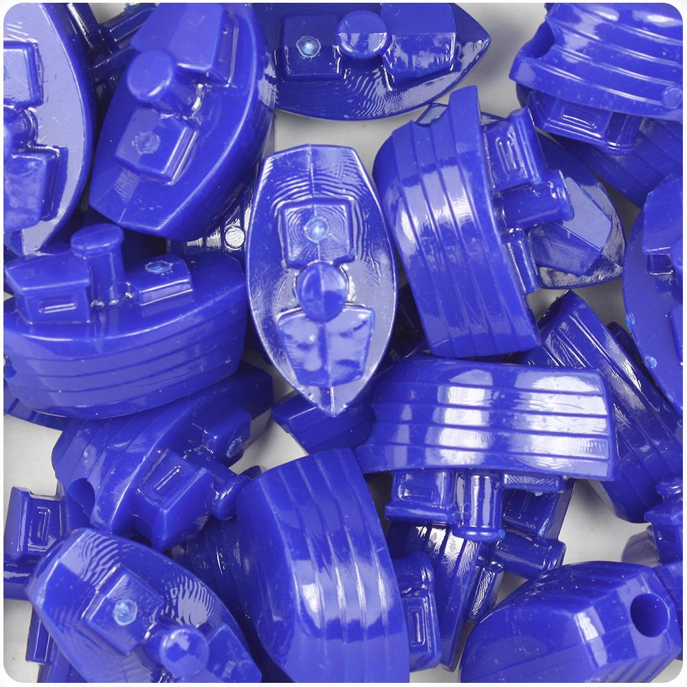 Royal Blue Opaque 25mm Boat Pony Beads (8pcs)