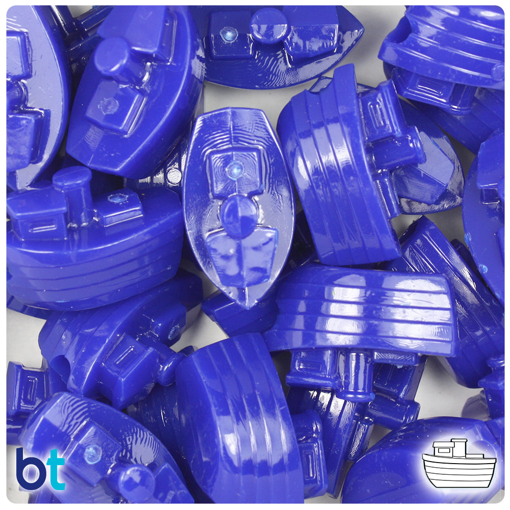 Royal Blue Opaque 25mm Boat Pony Beads (24pcs)
