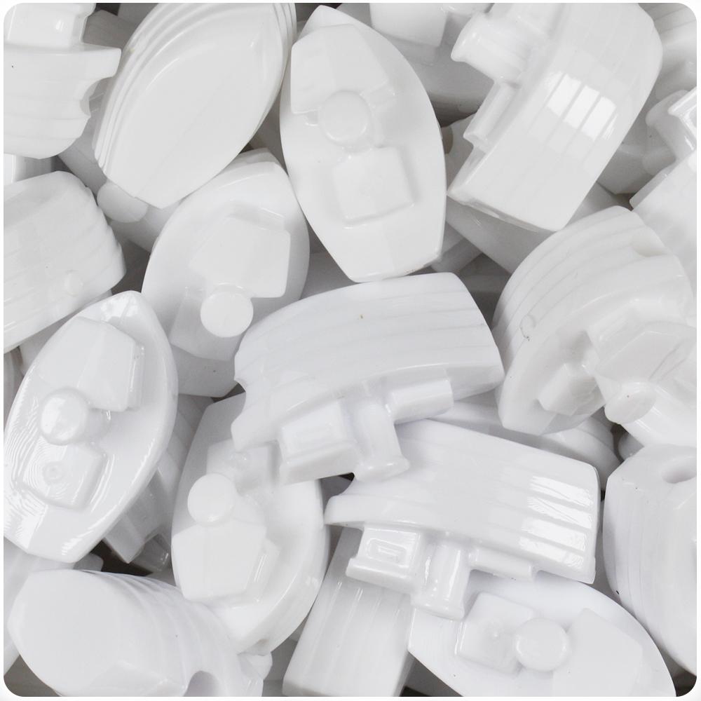 White Opaque 25mm Boat Pony Beads (8pcs)